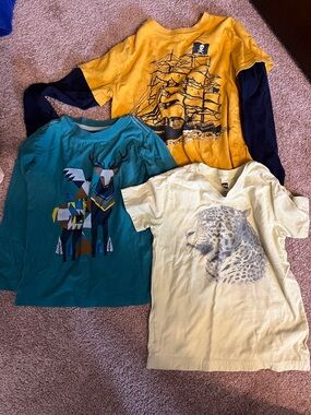 Tea Collection Boys Long Sleeve Pirate Ship Tee in Yellow & Navy